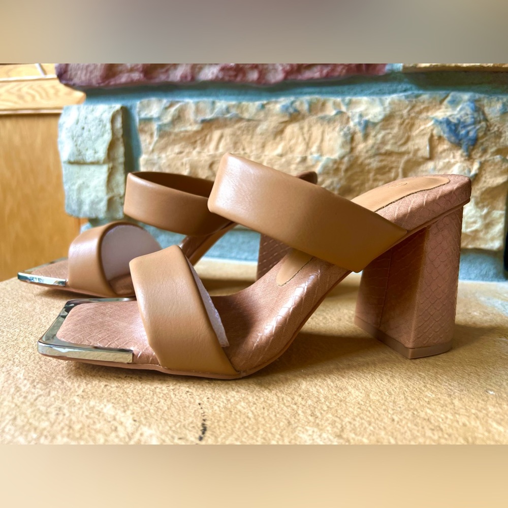 Womens Square Chunky Block Heel